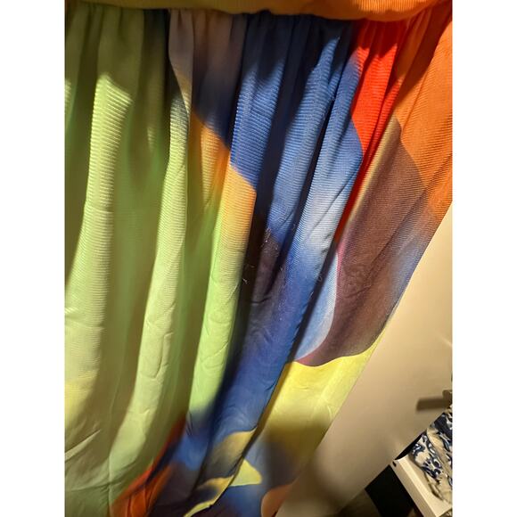 NWT Nicholas Womens Multi-Color Maxi Cocktail Dress Ruched Halter - Picture 8 of 8